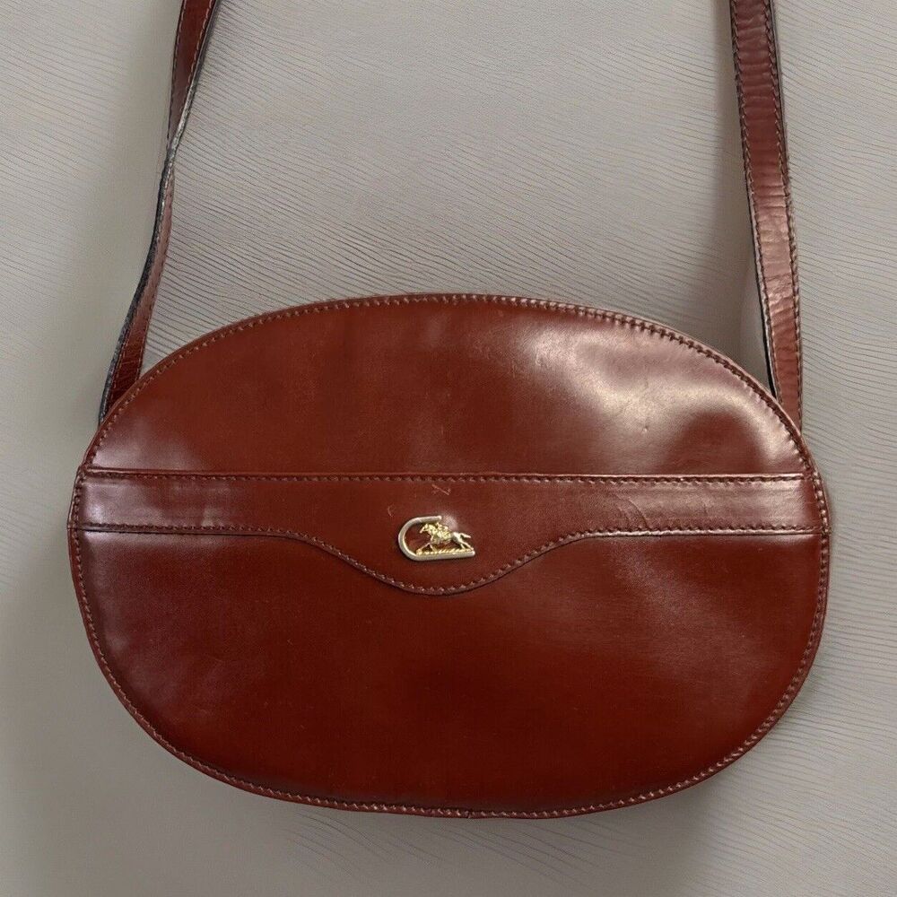 Cristian Crossbody Bag Purse Equestrian Brown‎ Leather Oval True Vintage Classic
